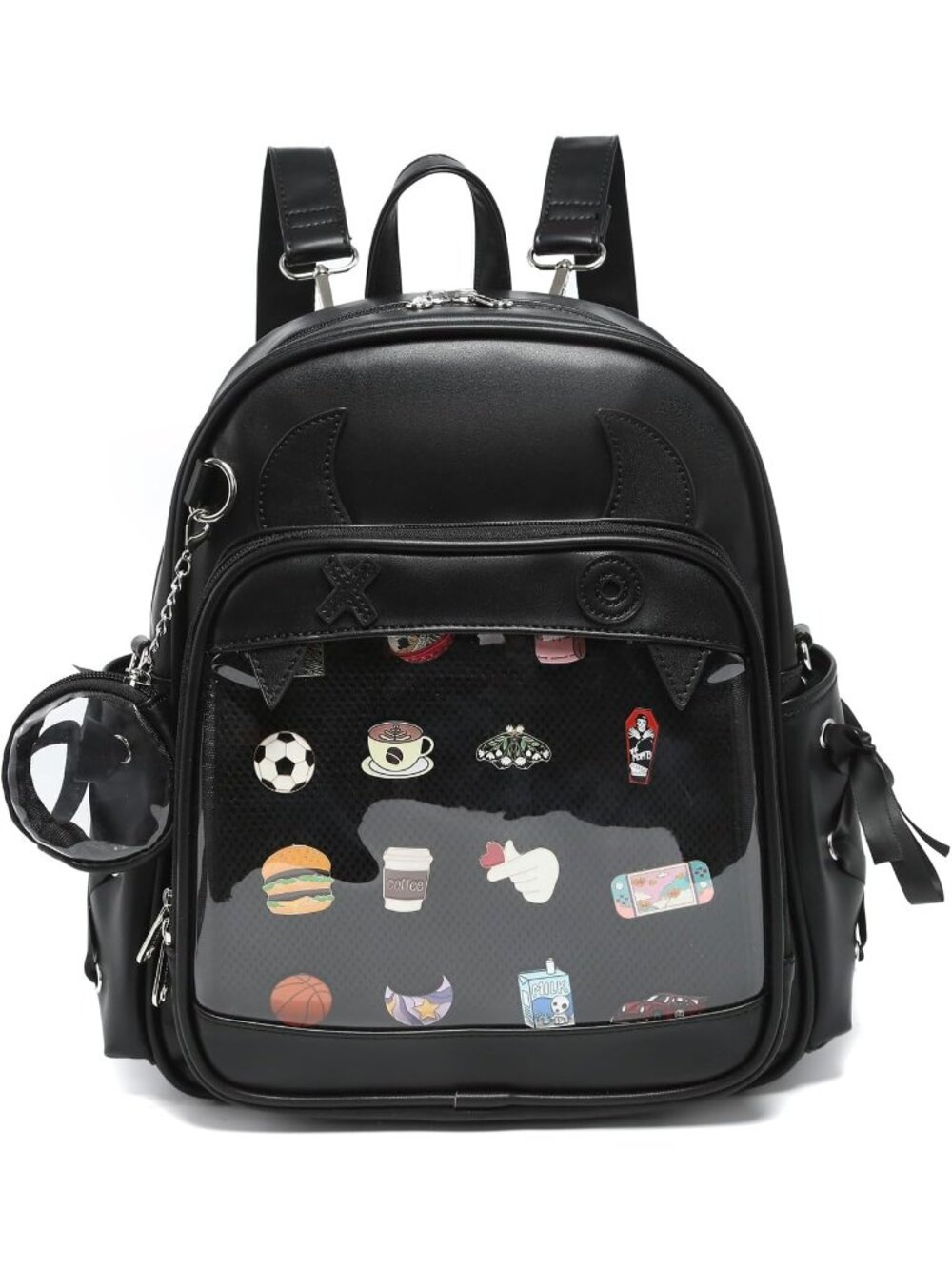 🎃Black Devil Halloween Ita Backpack Crossbody Purse For Gothic Anime PU Leather